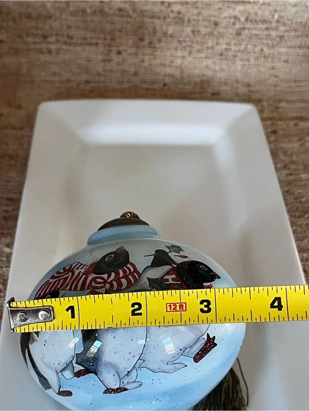 Ne'Qwa Art Blue Hand-Painted Glass Penguin Holiday Ornament